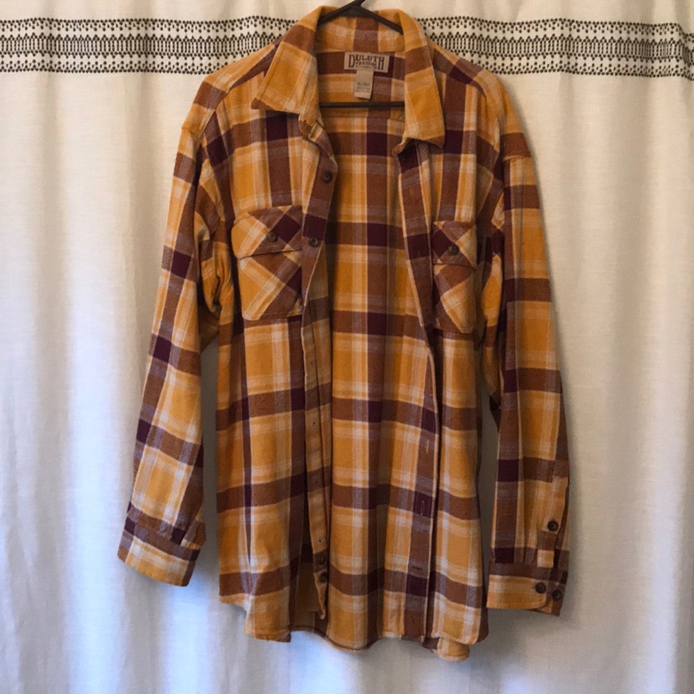 Duluth Trading Company Gold & Burgundy Flannel